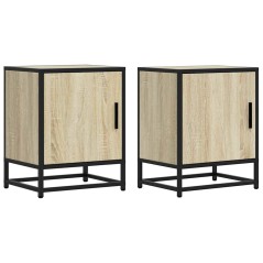 vidaXL Nachttische 2 Stk. Sonoma-Eiche 40x31x50cm Holzwerkstoff Metall