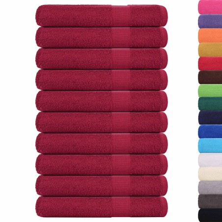 vidaXL Handtücher 10Stk. Bordeauxrot 100x200cm 360 g/m² 100% Baumwolle