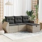 vidaXL 4-tlg. Garten-Sofagarnitur mit Kissen Hellgrau Poly Rattan vidaXL 4-tlg. Garten-Sofagarnitur mit Kissen Hellgrau Poly Rattan