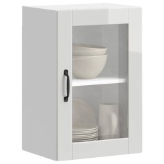 vidaXL Küchen-Hängeschrank mit Glastür Porto Hochglanz-Weiß
