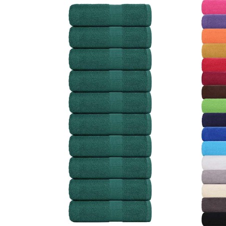 vidaXL Gästetücher 10 Stk. Grün 30x50 cm 360 g/m² 100% Baumwolle