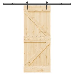 vidaXL Schiebetür mit Beschlag 85x210 cm Massivholz Kiefer