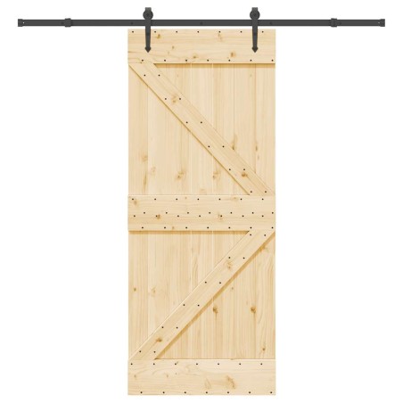 vidaXL Schiebetür mit Beschlag 85x210 cm Massivholz Kiefer