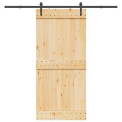vidaXL Schiebetür mit Beschlag 95x210 cm Massivholz Kiefer