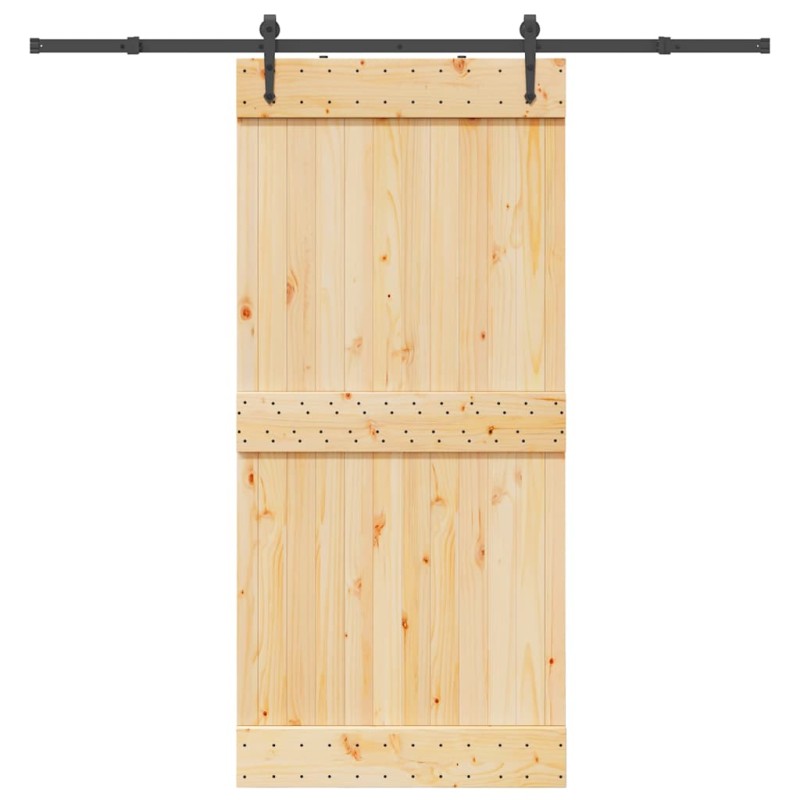vidaXL Schiebetür mit Beschlag 95x210 cm Massivholz Kiefer vidaXL Schiebetür mit Beschlag 95x210 cm Massivholz Kiefer
