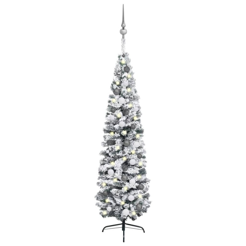 Künstlicher Weihnachtsbaum Schlank mit LEDs & Kugeln Grün 240cm Künstlicher Weihnachtsbaum Schlank mit LEDs & Kugeln Grün 240cm