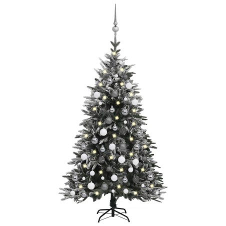 Künstlicher Weihnachtsbaum Schnee LEDs & Kugeln 120 cm PVC & PE