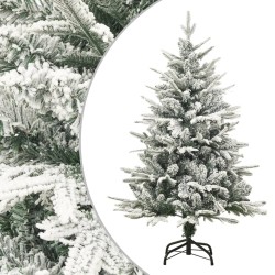 Künstlicher Weihnachtsbaum Schnee LEDs & Kugeln 120 cm PVC & PE