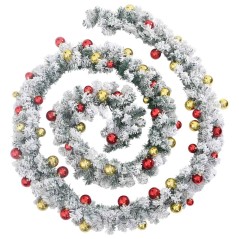 vidaXL Weihnachtsgirlande mit Kugeln und LED-Leuchten Grün 20 m PVC