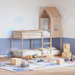 vidaXL Etagenbett mit Dach 80x200 cm Massivholz Kiefer