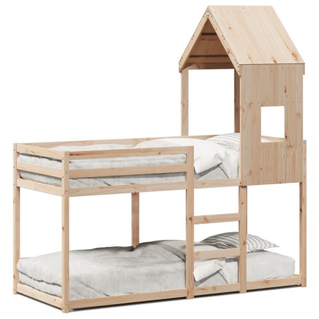 vidaXL Etagenbett mit Dach 80x200 cm Massivholz Kiefer