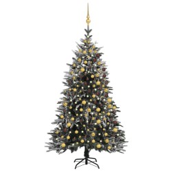 Künstlicher Weihnachtsbaum LEDs & Kugeln Beschneit 240cm PVC PE
