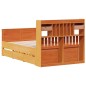 vidaXL Massivholzbett mit Regal ohne Matratze Wachsbraun 120x190 cm vidaXL Massivholzbett mit Regal ohne Matratze Wachsbraun 120x190 cm