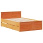 vidaXL Massivholzbett mit Regal ohne Matratze Wachsbraun 120x190 cm vidaXL Massivholzbett mit Regal ohne Matratze Wachsbraun 120x190 cm