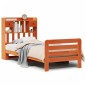 vidaXL Massivholzbett mit Regal ohne Matratze Wachsbraun 100x200 cm vidaXL Massivholzbett mit Regal ohne Matratze Wachsbraun 100x200 cm