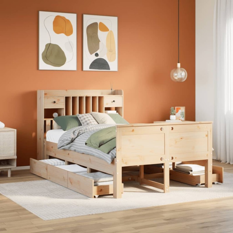 vidaXL Massivholzbett mit Regal ohne Matratze 135x190 cm Kiefernholz vidaXL Massivholzbett mit Regal ohne Matratze 135x190 cm Kiefernholz