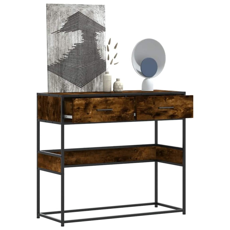 vidaXL Konsolentisch Räuchereiche 90x35x80 cm Holzwerkstoff vidaXL Konsolentisch Räuchereiche 90x35x80 cm Holzwerkstoff