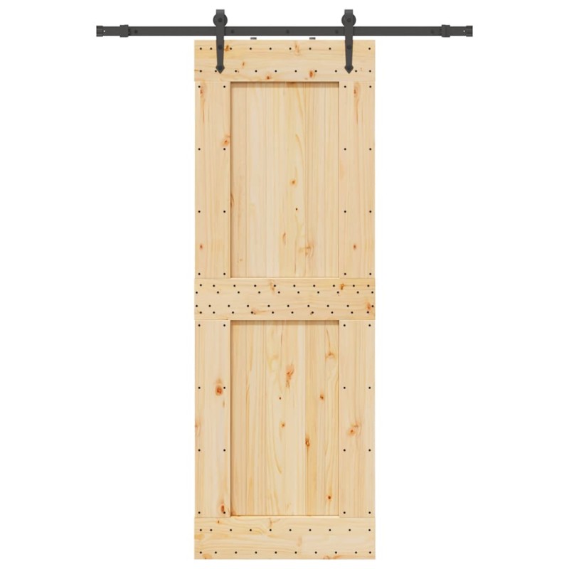 vidaXL Schiebetür mit Beschlag 80x210 cm Massivholz Kiefer vidaXL Schiebetür mit Beschlag 80x210 cm Massivholz Kiefer