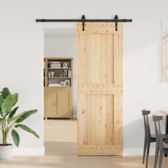 vidaXL Schiebetür mit Beschlag 80x210 cm Massivholz Kiefer