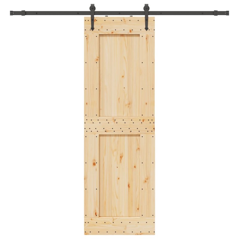 vidaXL Schiebetür mit Beschlag 70x210 cm Massivholz Kiefer vidaXL Schiebetür mit Beschlag 70x210 cm Massivholz Kiefer