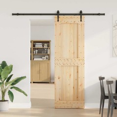 vidaXL Schiebetür mit Beschlag 70x210 cm Massivholz Kiefer