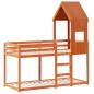 vidaXL Etagenbett mit Dach Wachsbraun 90x190 cm Massivholz Kiefer vidaXL Etagenbett mit Dach Wachsbraun 90x190 cm Massivholz Kiefer