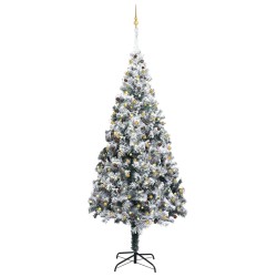 Künstlicher Weihnachtsbaum LEDs & Kugeln Beschneit Grün 400 cm