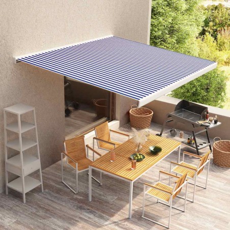  vidaXL Markisenbespannung Canvas Blau & Weiß 500x300 cm
