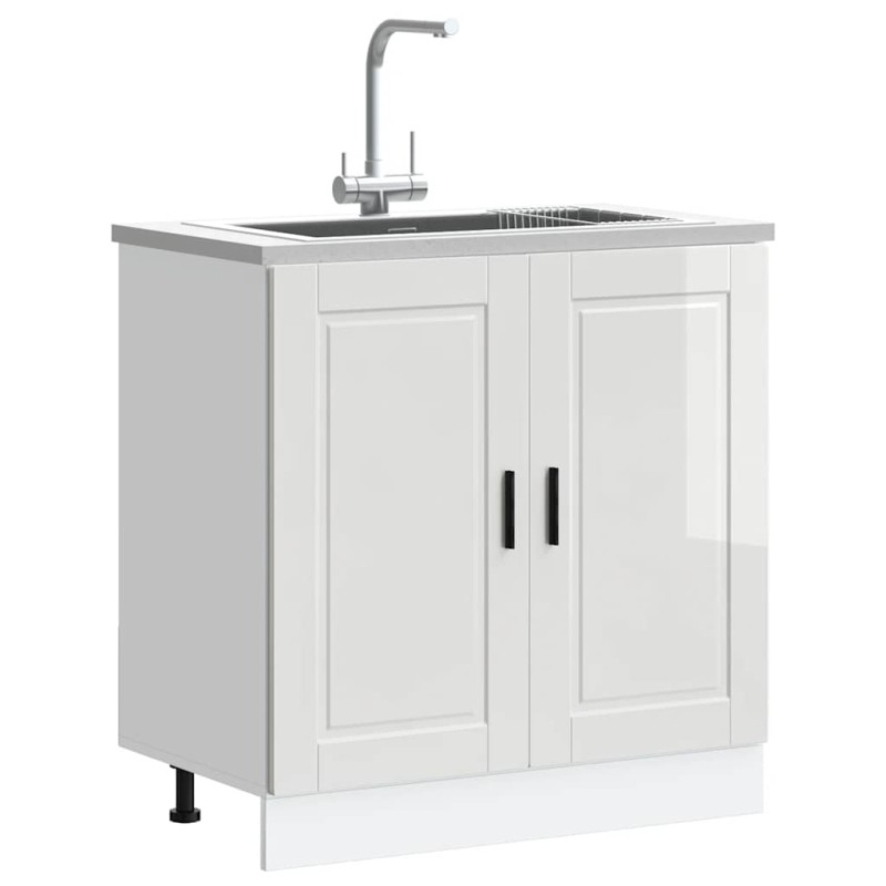 vidaXL Spülenunterschrank Porto Hochglanz-Weiß 80x46x81,5 cm vidaXL Spülenunterschrank Porto Hochglanz-Weiß 80x46x81,5 cm