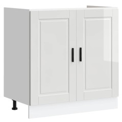 vidaXL Spülenunterschrank Porto Hochglanz-Weiß 80x46x81,5 cm