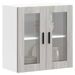 vidaXL Küchen-Hängeschrank mit Glastür Porto Grau Sonoma