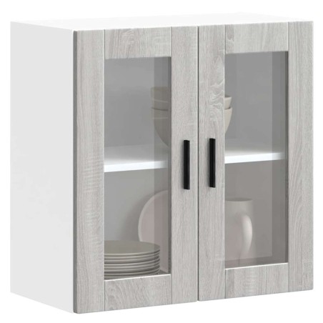 vidaXL Küchen-Hängeschrank mit Glastür Porto Grau Sonoma