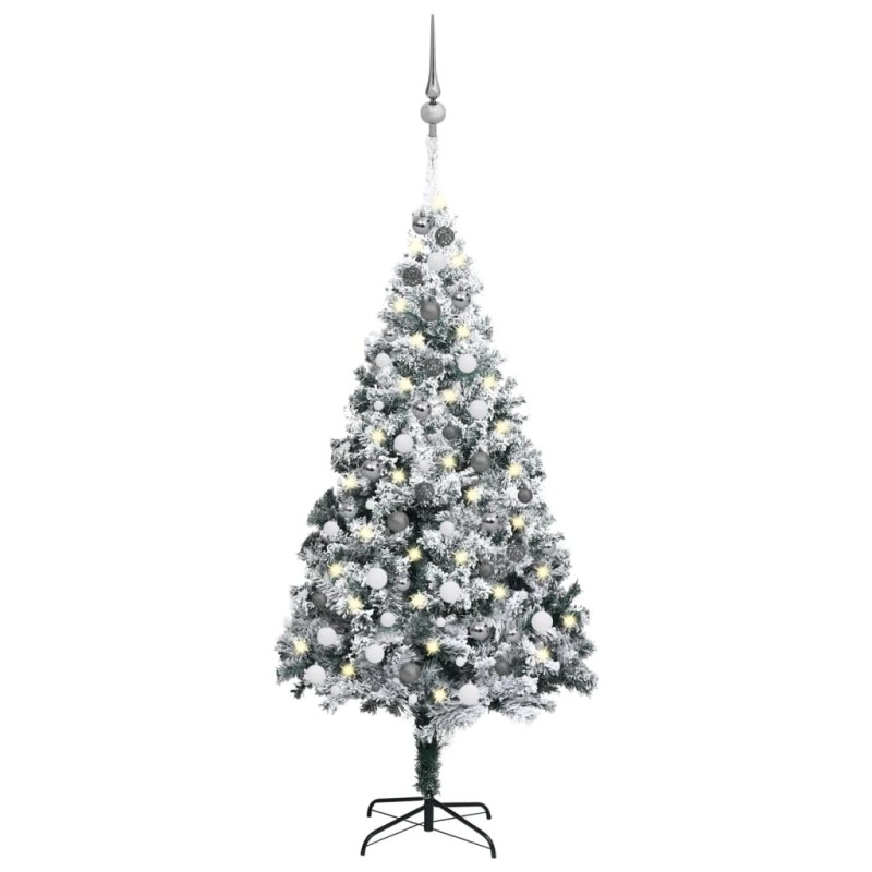 Künstlicher Weihnachtsbaum mit LEDs & Kugeln Grün 180 cm PVC Künstlicher Weihnachtsbaum mit LEDs & Kugeln Grün 180 cm PVC