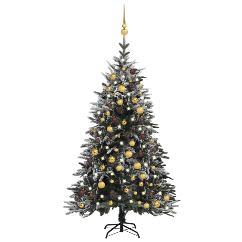Künstlicher Weihnachtsbaum LEDs & Kugeln Beschneit 180cm PVC PE Künstlicher Weihnachtsbaum LEDs & Kugeln Beschneit 180cm PVC PE