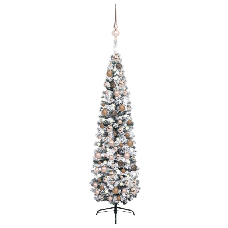 Künstlicher Weihnachtsbaum Schlank mit LEDs & Kugeln Grün 210cm Künstlicher Weihnachtsbaum Schlank mit LEDs & Kugeln Grün 210cm