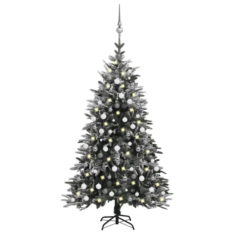 Künstlicher Weihnachtsbaum Schnee LEDs & Kugeln 210 cm PVC & PE Künstlicher Weihnachtsbaum Schnee LEDs & Kugeln 210 cm PVC & PE