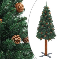 Weihnachtsbaum Schlank mit LEDs & Kugeln Grün 210 cm