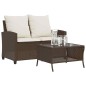 vidaXL Gartensofa 2-Sitzer mit Kissen & Tisch Braun Poly Rattan vidaXL Gartensofa 2-Sitzer mit Kissen & Tisch Braun Poly Rattan
