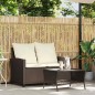 vidaXL Gartensofa 2-Sitzer mit Kissen & Tisch Braun Poly Rattan vidaXL Gartensofa 2-Sitzer mit Kissen & Tisch Braun Poly Rattan