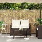 vidaXL Gartensofa 2-Sitzer mit Kissen & Tisch Braun Poly Rattan vidaXL Gartensofa 2-Sitzer mit Kissen & Tisch Braun Poly Rattan