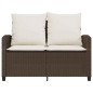vidaXL Gartensofa 2-Sitzer mit Kissen & Tisch Braun Poly Rattan vidaXL Gartensofa 2-Sitzer mit Kissen & Tisch Braun Poly Rattan