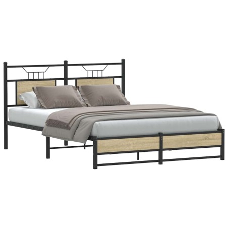 vidaXL Bettgestell ohne Matratze Sonoma-Eiche 137x190 cm Holzwerkstoff