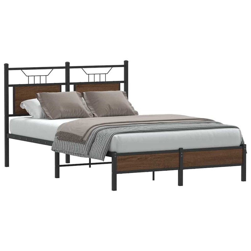 vidaXL Bettgestell ohne Matratze Braun Eiche 120x200 cm Holzwerkstoff vidaXL Bettgestell ohne Matratze Braun Eiche 120x200 cm Holzwerkstoff