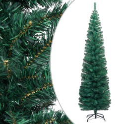 Künstlicher Weihnachtsbaum Schlank mit LEDs & Kugeln Grün 240cm