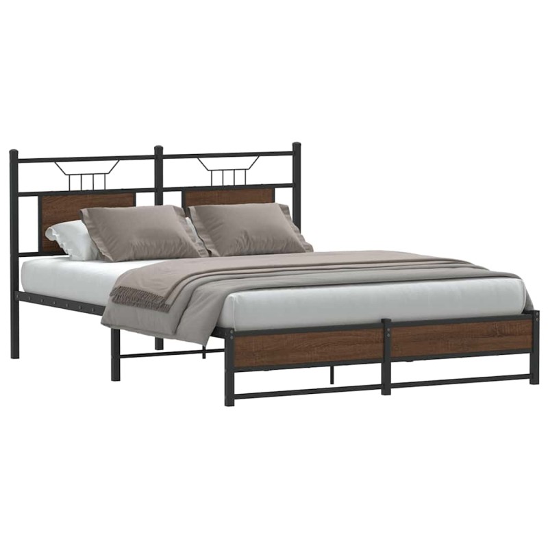 vidaXL Bettgestell ohne Matratze Braun Eiche 137x190 cm Holzwerkstoff vidaXL Bettgestell ohne Matratze Braun Eiche 137x190 cm Holzwerkstoff