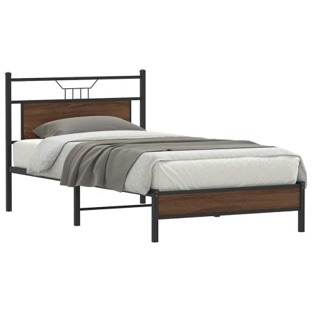 vidaXL Bettgestell ohne Matratze Braun Eichen-Optik 107x203 cm