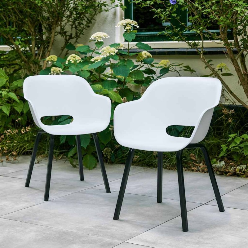 Keter Gartenstuhl mit Metallbeinen Noa 2 Stk. Weiß Keter Gartenstuhl mit Metallbeinen Noa 2 Stk. Weiß