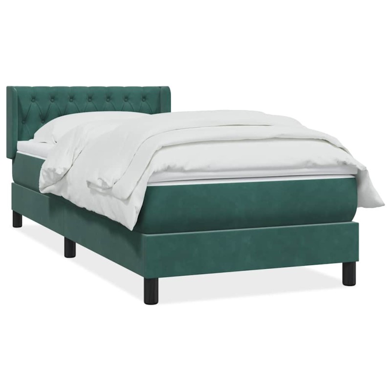 vidaXL Boxspringbett mit Matratze Dunkelgrün 90x220 cm Samt vidaXL Boxspringbett mit Matratze Dunkelgrün 90x220 cm Samt