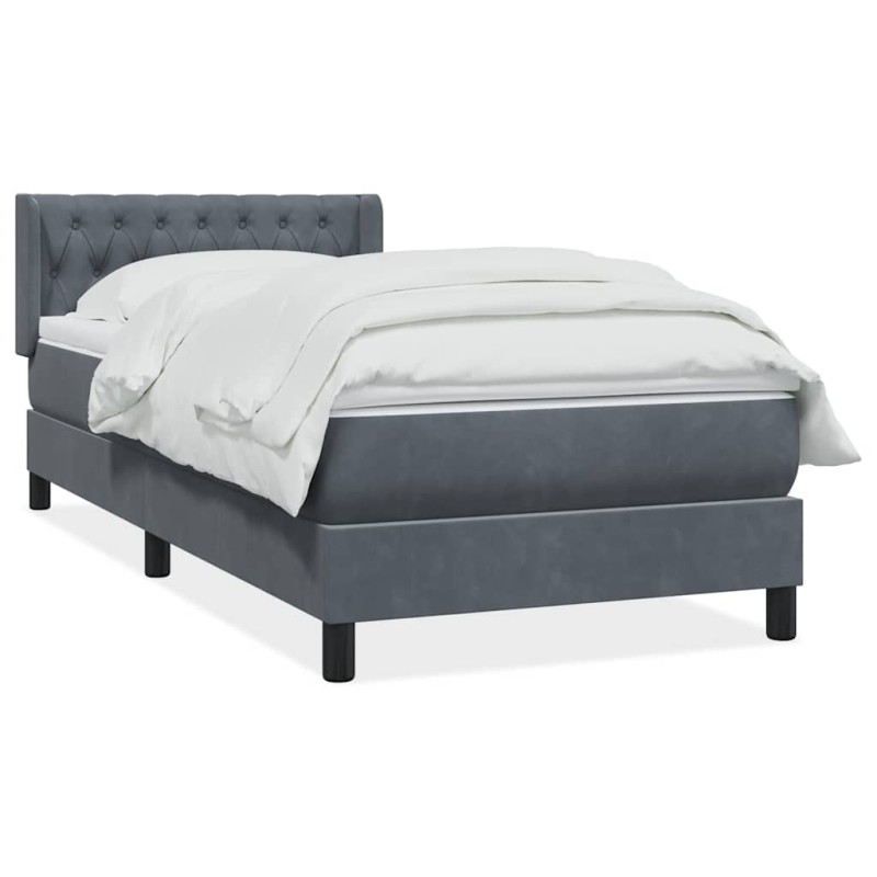 vidaXL Boxspringbett mit Matratze Dunkelgrau 90x220 cm Samt vidaXL Boxspringbett mit Matratze Dunkelgrau 90x220 cm Samt
