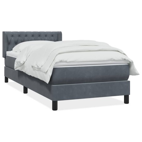 vidaXL Boxspringbett mit Matratze Dunkelgrau 90x220 cm Samt